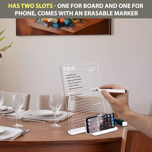 True Flair Trueflair Acrylic Board For Desk (24x16 CM)| Best Planner & Organiser For Enhancing Productivity | White Acrylic Base With Slot For Phone | Including Dry Erase Marker (To Do List Priorities, Design 1) - Image 5