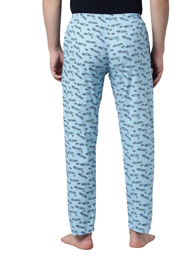 Joven Men Light Blue Printed Lounge Pant