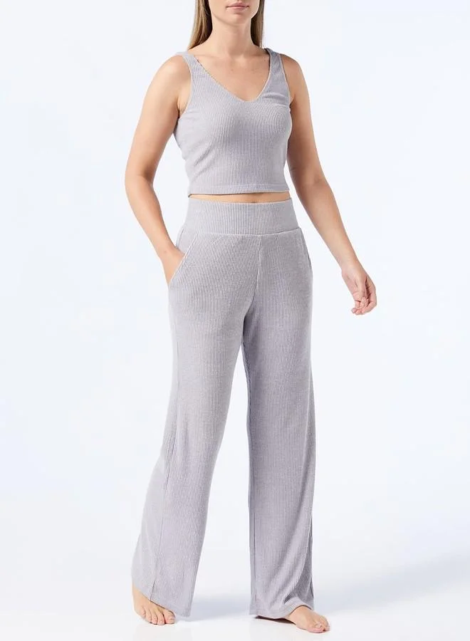 ترايامف Triumph Thermal Climate Control Recycled Ribbed High Waist Wide Leg Trouser