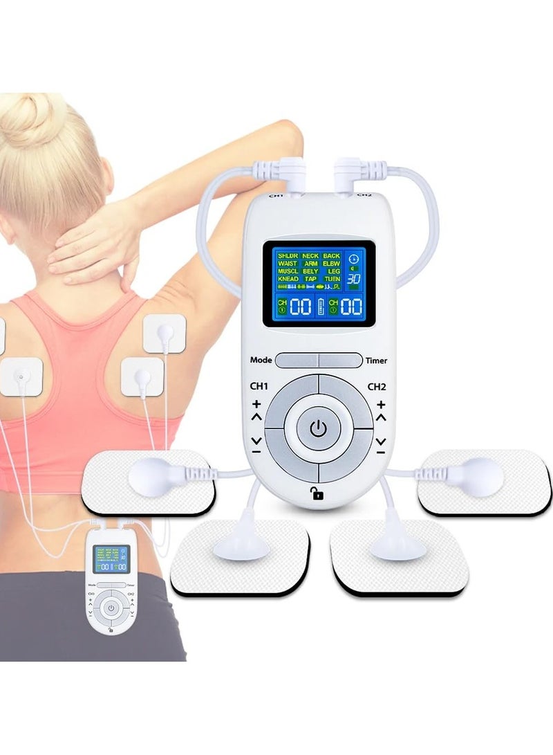 XiuWoo Tens Machine for Pain Relief, Dual Channel TENS Machine for Pain Relief with 12 Modes, 40 Intensities, 4 Tens Machine Pads, Back Pain Relief, Tens Machines for Effective Pain Therapy - Image 1