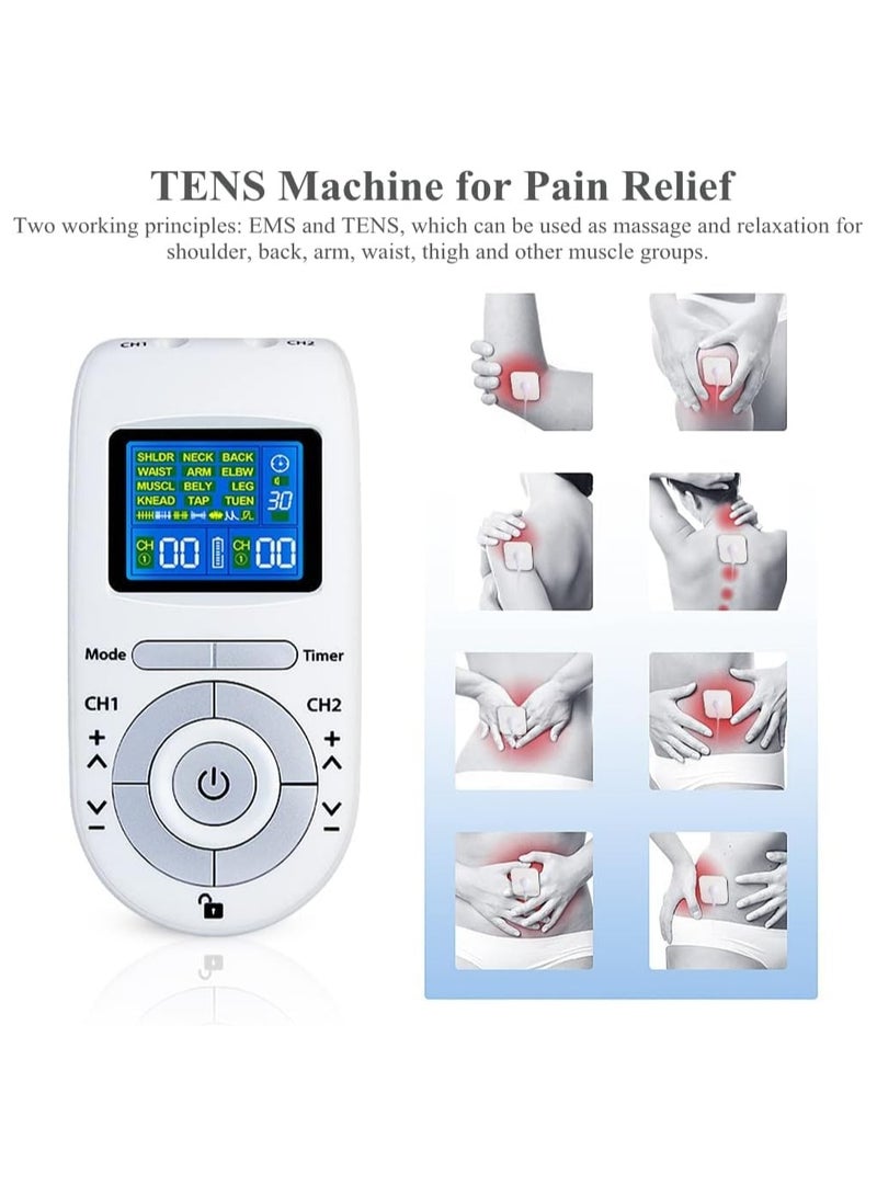 XiuWoo Tens Machine for Pain Relief, Dual Channel TENS Machine for Pain Relief with 12 Modes, 40 Intensities, 4 Tens Machine Pads, Back Pain Relief, Tens Machines for Effective Pain Therapy - Image 4