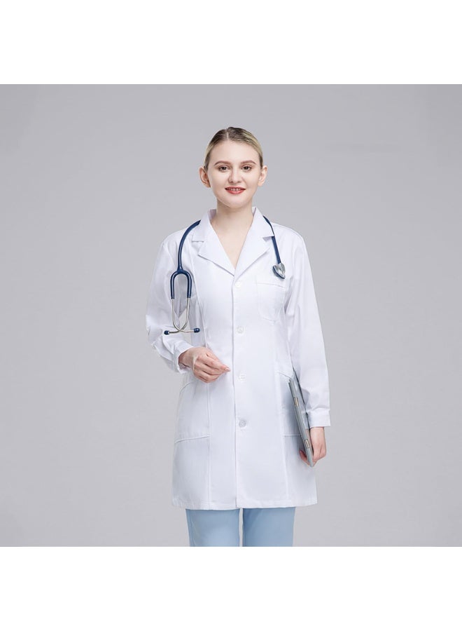 بمعنى سحر بمعنى حديقة معطف مختبر نسائي مع حامل بطاقة عمل، معاطف مختبر احترافية بيضاء بأكمام طويلة، معطف مختبر طبي للنساء، معطف لمختبر الأسنان - Image 2