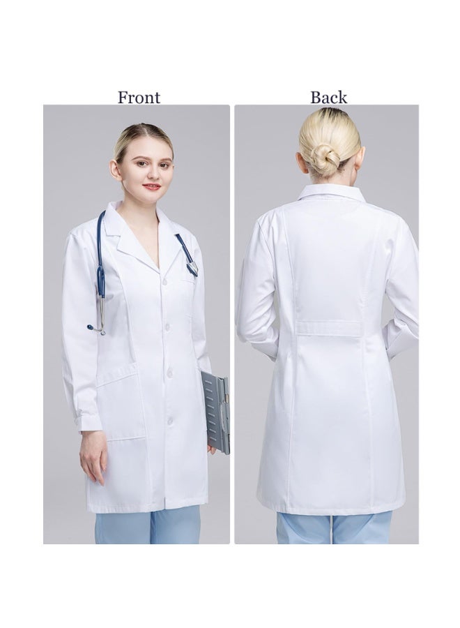 بمعنى سحر بمعنى حديقة معطف مختبر نسائي مع حامل بطاقة عمل، معاطف مختبر احترافية بيضاء بأكمام طويلة، معطف مختبر طبي للنساء، معطف لمختبر الأسنان - Image 3