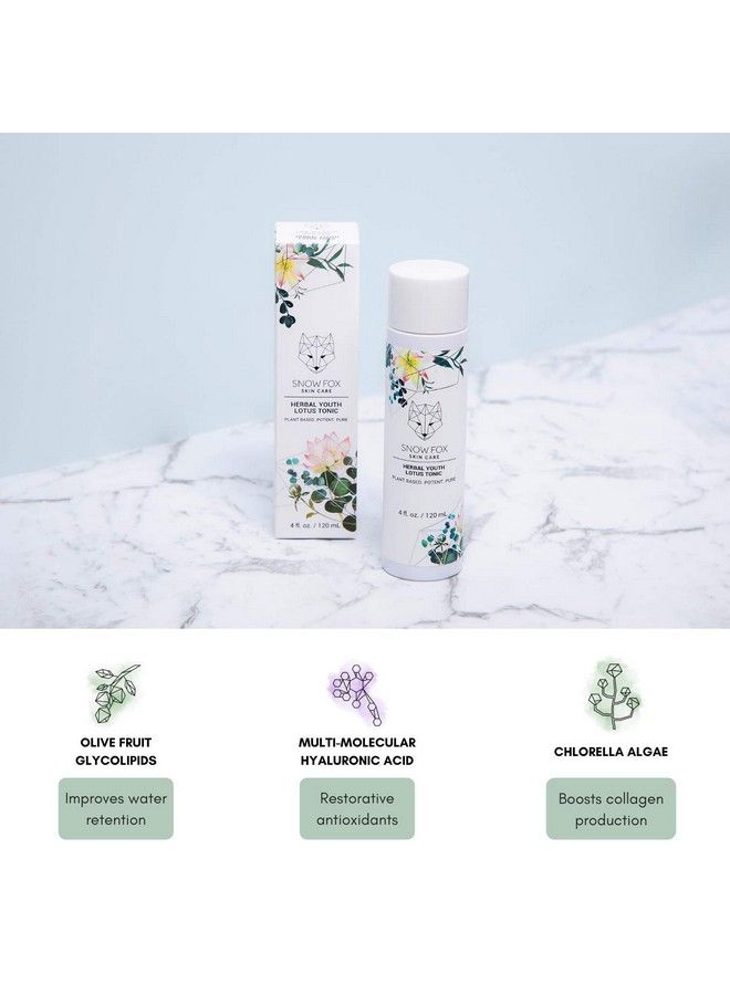 Snow Fox Skin Care Snow Fox Herbal Youth Lotus Tonic With Lotus Root Water Glycolipids And Chlorella Algae Extract Moisturizing Hydrating And Brightening Face Daily Treatment Tonic  - Image 4