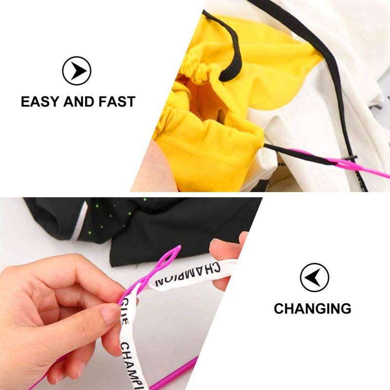 klarako 9 Pieces Drawstring Threader Flexible Easy to Pull Plastic Stainless Steel Bodkin Needles Threader Tweezers Sewing Loop Turner Hook Drawstring Replacement Tool for Wool Tape - Image 2