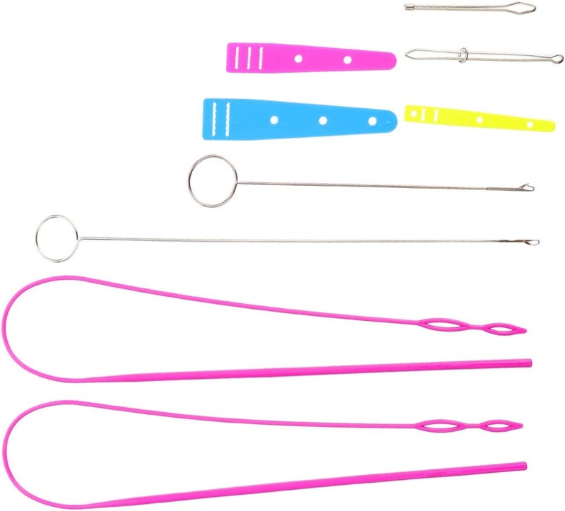 klarako 9 Pieces Drawstring Threader Flexible Easy to Pull Plastic Stainless Steel Bodkin Needles Threader Tweezers Sewing Loop Turner Hook Drawstring Replacement Tool for Wool Tape - Image 1