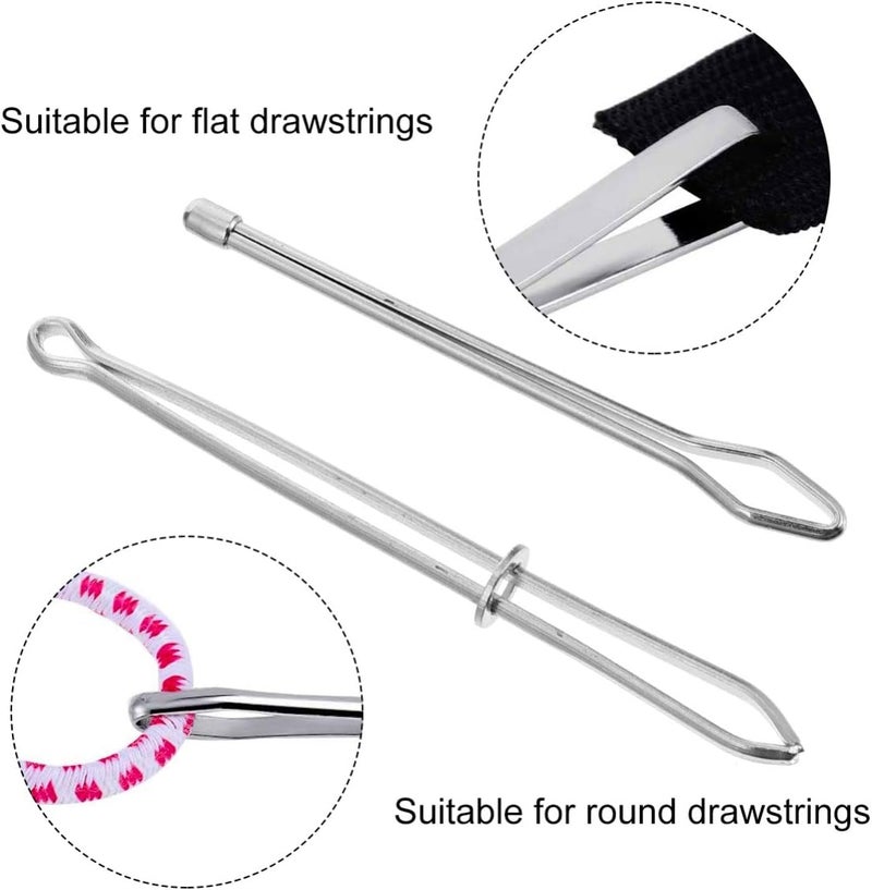 klarako 9 Pieces Drawstring Threader Flexible Easy to Pull Plastic Stainless Steel Bodkin Needles Threader Tweezers Sewing Loop Turner Hook Drawstring Replacement Tool for Wool Tape - Image 3