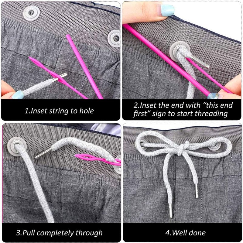 klarako 9 Pieces Drawstring Threader Flexible Easy to Pull Plastic Stainless Steel Bodkin Needles Threader Tweezers Sewing Loop Turner Hook Drawstring Replacement Tool for Wool Tape - Image 4