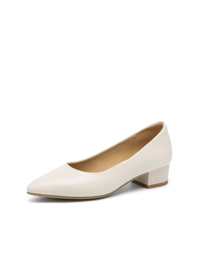 Satchi Fashion Chunky Heel Work Shoes For Women  Spring Genuine Leather Low-cut Professional Flats M258125a - Image 1