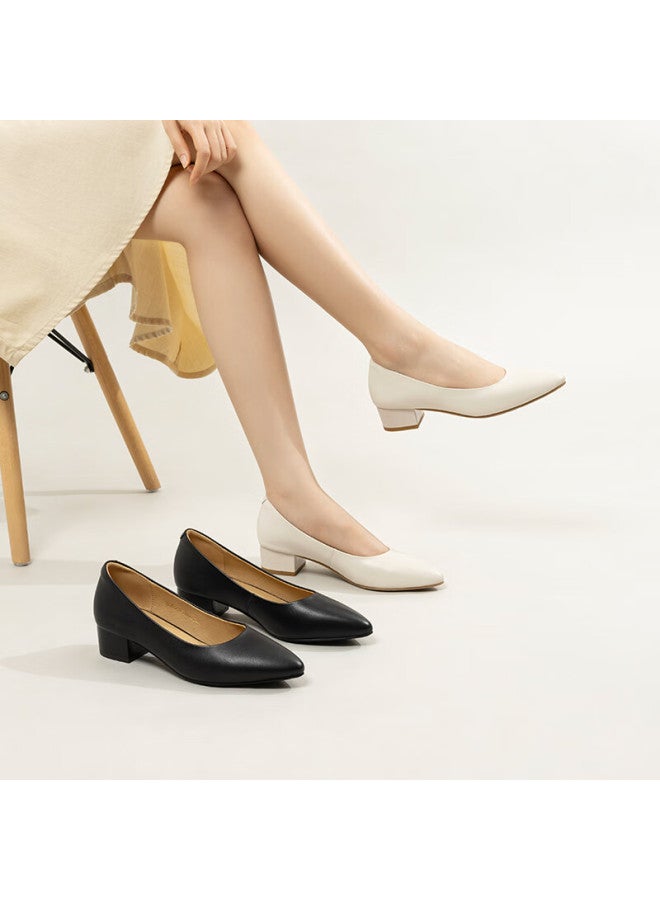 Satchi Fashion Chunky Heel Work Shoes For Women  Spring Genuine Leather Low-cut Professional Flats M258125a - Image 3