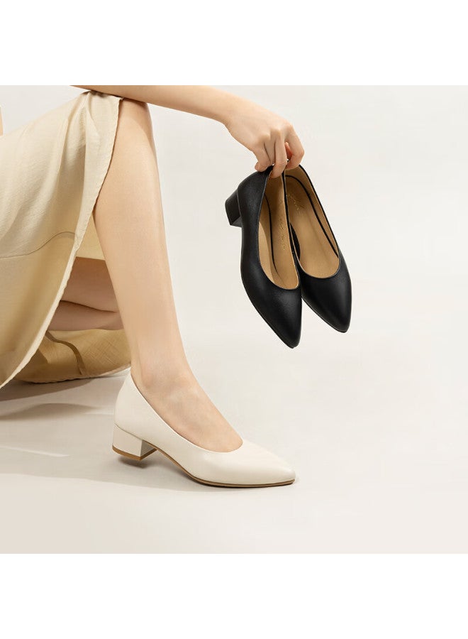 Satchi Fashion Chunky Heel Work Shoes For Women  Spring Genuine Leather Low-cut Professional Flats M258125a - Image 2