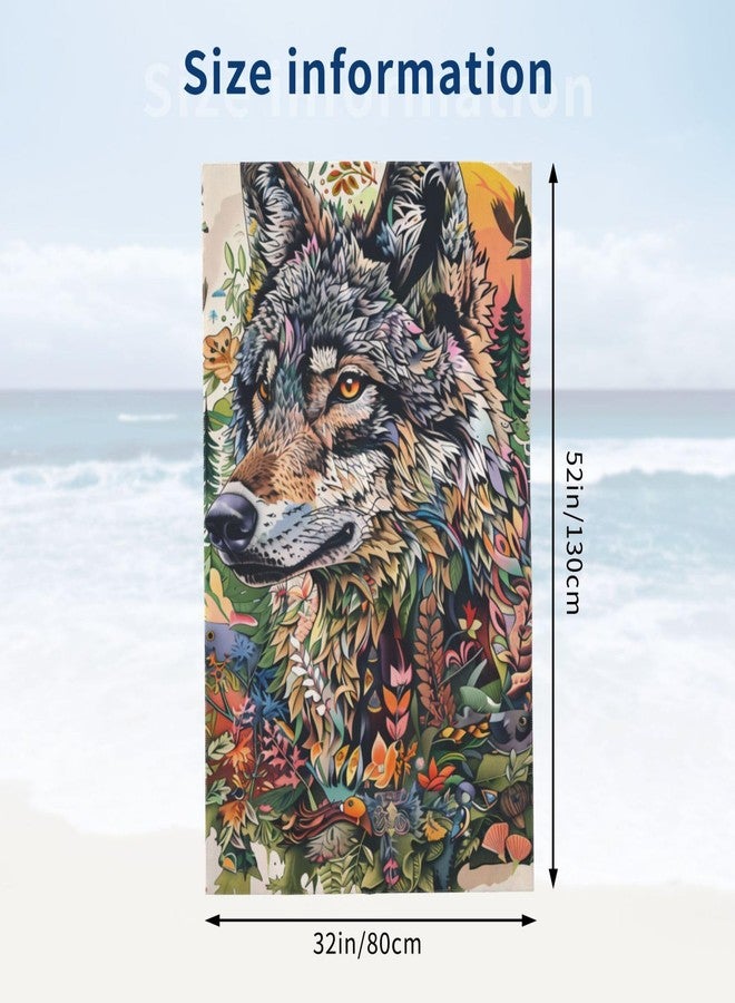 MIEPOS Cool Wolf Beach Towel,32x52in,Quick-Dry Sand-Free Bath Towels,Microfiber Lightweight for Travel Pool Yoga Beach Outdoor Activities Decor Accessories Gifts (Wild Wolf) - Image 3