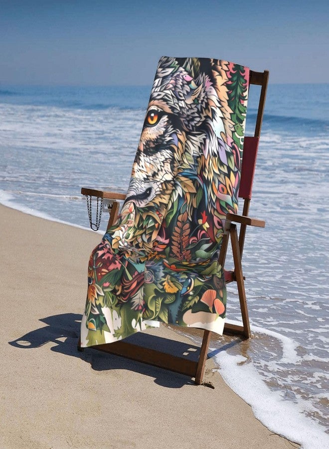 MIEPOS Cool Wolf Beach Towel,32x52in,Quick-Dry Sand-Free Bath Towels,Microfiber Lightweight for Travel Pool Yoga Beach Outdoor Activities Decor Accessories Gifts (Wild Wolf) - Image 4
