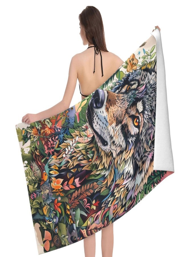 MIEPOS Cool Wolf Beach Towel,32x52in,Quick-Dry Sand-Free Bath Towels,Microfiber Lightweight for Travel Pool Yoga Beach Outdoor Activities Decor Accessories Gifts (Wild Wolf) - Image 2