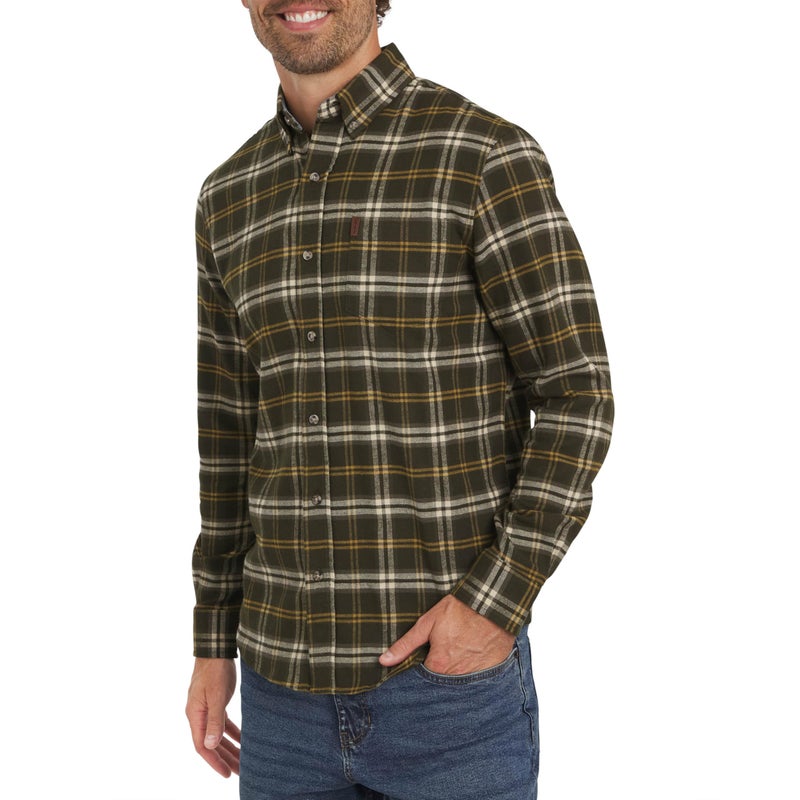 Chaps Men's Classic Fit Long Sleeve Button Down Stretch Flannel Casual Woven Shirt, Rosin, X-Large - Image 1