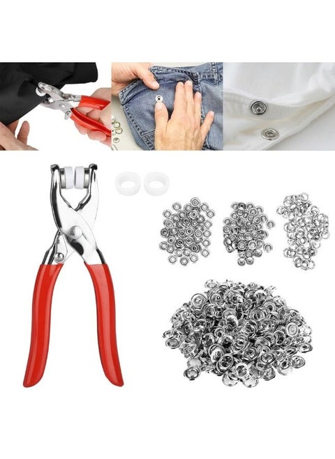 100pcs Metal Snap Buttons with Riveting Pliers Press Tool Kit Seamless Snap Push Buttons