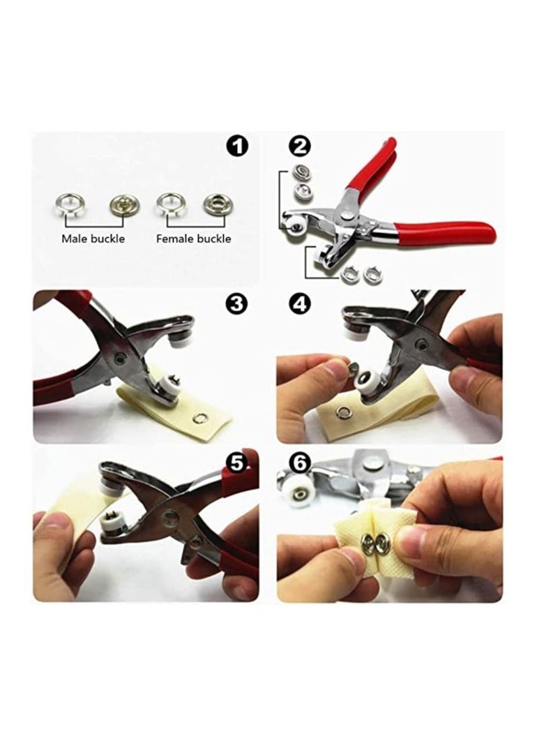 Generic - 100pcs Metal Snap Buttons with Riveting Pliers Press Tool Kit Seamless Snap Push Buttons - Image 1