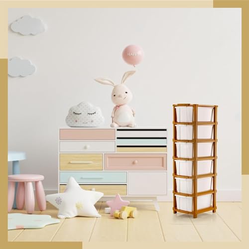 AVZEEGO 6XL Plastic Modular Drawer System for Home, Office, Hospital, Parlor, School, Doctors, Home and Kids, Product Dimension When assembeled (27cmx35cmx105 cm) (WHITE & BROWN, 6XL) - Image 4