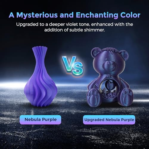 FLASHFORGE PLA Filament 1.75mm +/- 0.02mm Upgraded Nebula Purple, Color Changeable 3D Printer Filament 1kg, Chameleon 3D Printing Filament Changing Colors with Light, Perfectly Conceals Layer Lines - Image 4