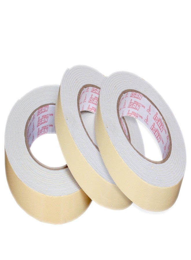 ISAN® Foam Tape Double Sided White 24mm (Approx 1") Width X 5 Meter Length (3 Pc. Set) for Crafting, Scrapbooking, Gift Wrapping, DIY projects etc. - Image 1