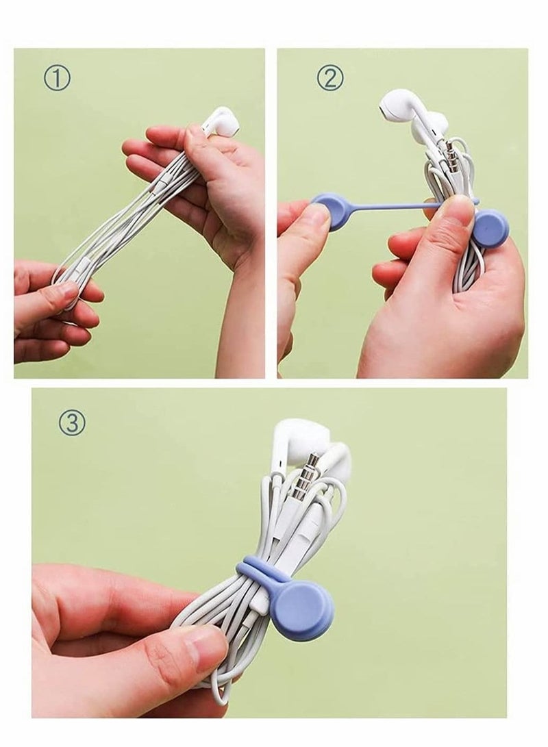 Loquat Magnetic Cable Ties for Organizing Headphone USB Cords 24 Pack 8 Colors Reusable Silicone Clips - Image 2