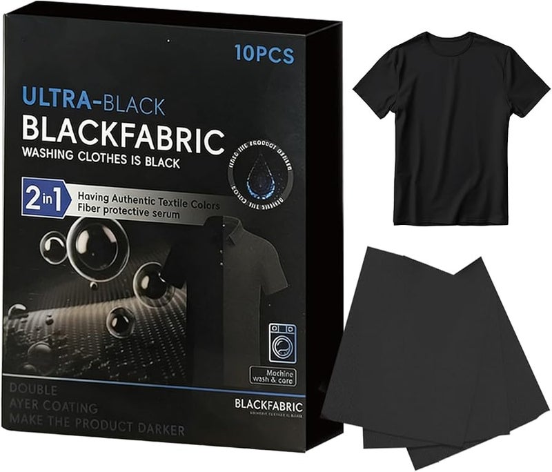 Black Fabric Dye Sheets 10 Pack Restore Color For Cotton Linen Wool Clothes - Image 1