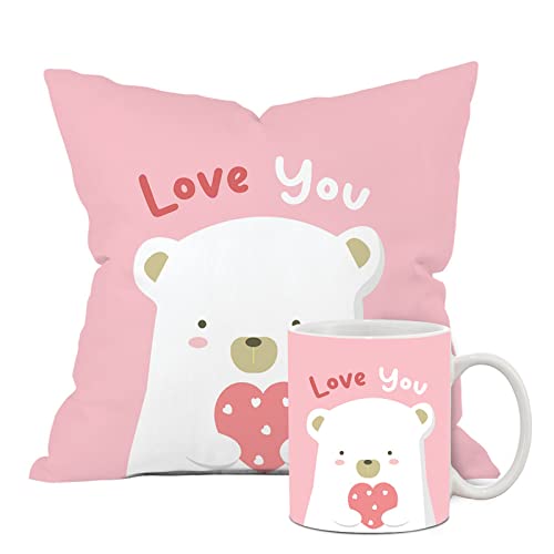 The Purple Tree Polyester Valentine's Day Gift Set - Cushion and Coffee Mug for Husband, Boyfriend, Wife, Girlfriend (1 Cushion, 1 Mug) V17 - Image 4