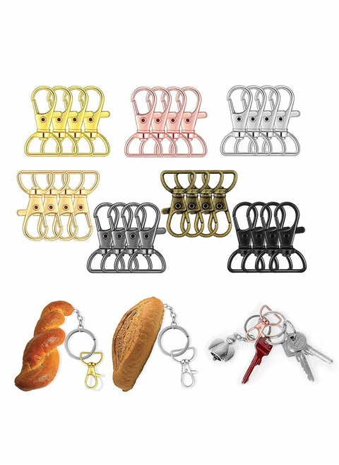 Swivel Clasps Lanyard Snap Hooks Keychain, 35 Pcs Clip Hook Lobster Claw Clasp Metal Hook Clasp with D Rings for Keychain Purse Hardware Sewing Craft Project (Multiple Colors, 20 mm)