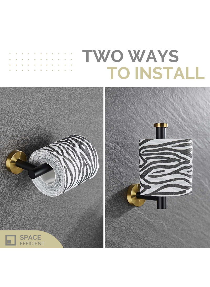 Angle Simple Toilet Paper Holder Black & Gold  Angle Simple Stainless Steel Bathroom Tissue Hanger  Lavatory Paper Roll Dispenser Wall Mount  - Image 4