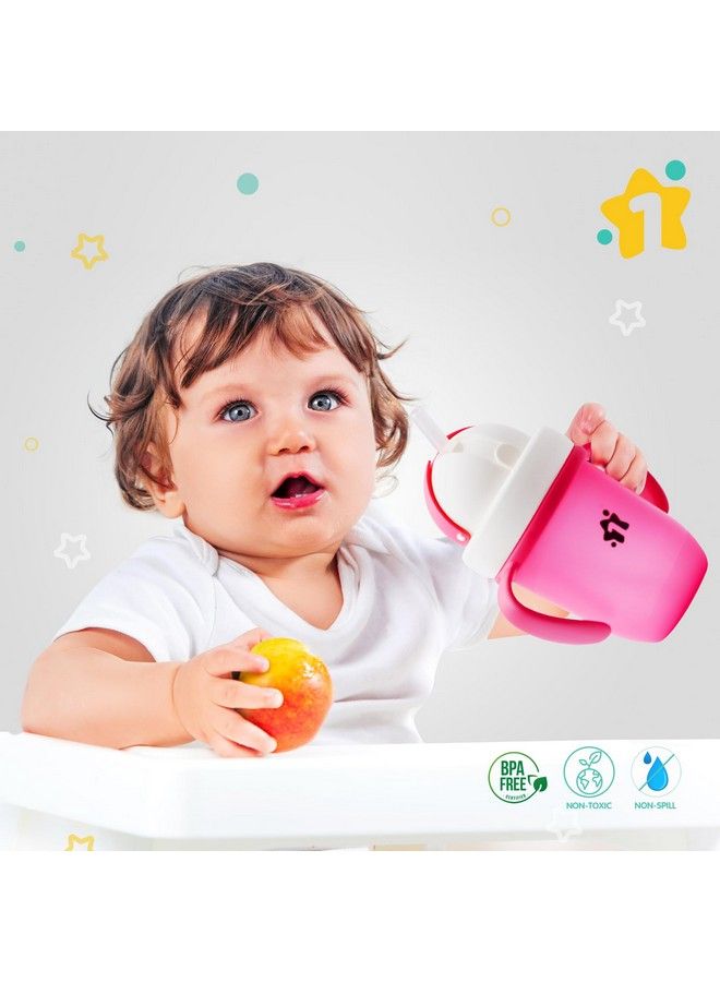 1st Step Matte Collection Bpa Free Polypropylene Soft Straw Sipper With Twin Handles For Easy Grip Pink - Image 3