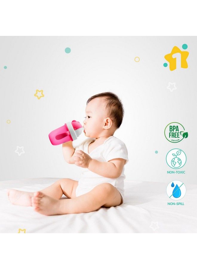 1st Step Matte Collection Bpa Free Polypropylene Soft Straw Sipper With Twin Handles For Easy Grip Pink - Image 4