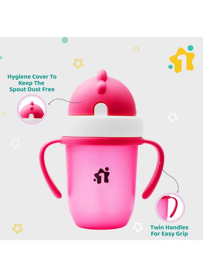 1st Step Matte Collection Bpa Free Polypropylene Soft Straw Sipper With Twin Handles For Easy Grip Pink - Image 5