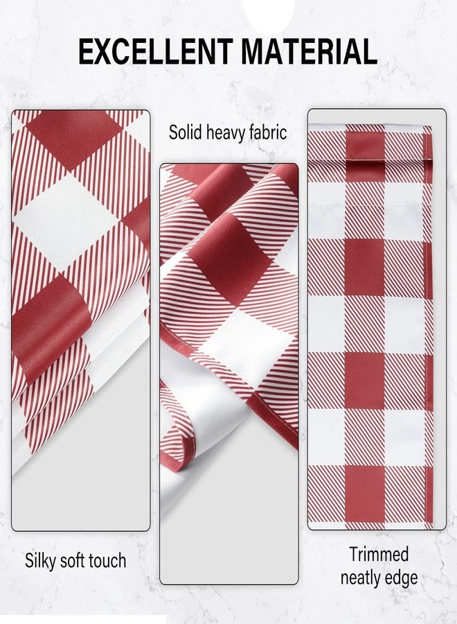 Simple Deluxe Buffalo Check Kitchen Tier Curtains, Plaid Gingham Small Curtain for Half Cafe Windows, 26" W x 30" L, White and Red - Image 4