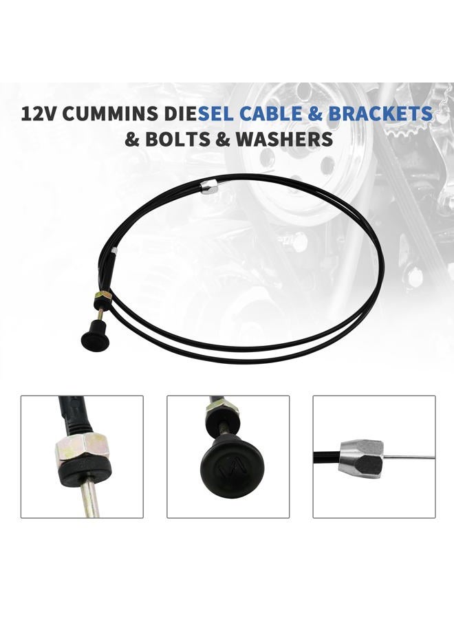 RABROPAR 12V Fuel Shut Off Solenoid Cable Kit 70 inch with Bracket Compatible with 1994-1998 Dodge Trucks, Compatible with Cummins 5.9L Diesel Engine, Compatible with Bosch P7100 Pump - Image 2