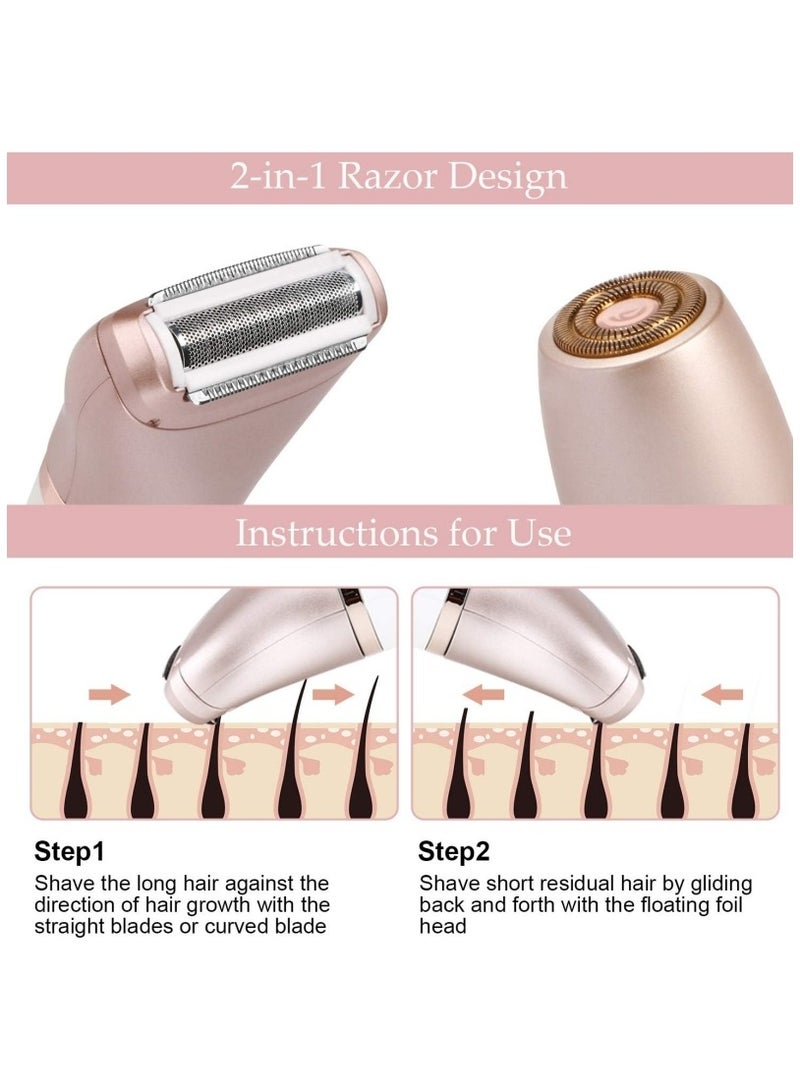 Electric Epilator for Women Painless 2-in-1 Women Shaver Hair Remover for Face, Legs and Underarm Portable Waterproof Bikini Trimmer Wet and Dry Cordless Lady Hair Removal - Image 2