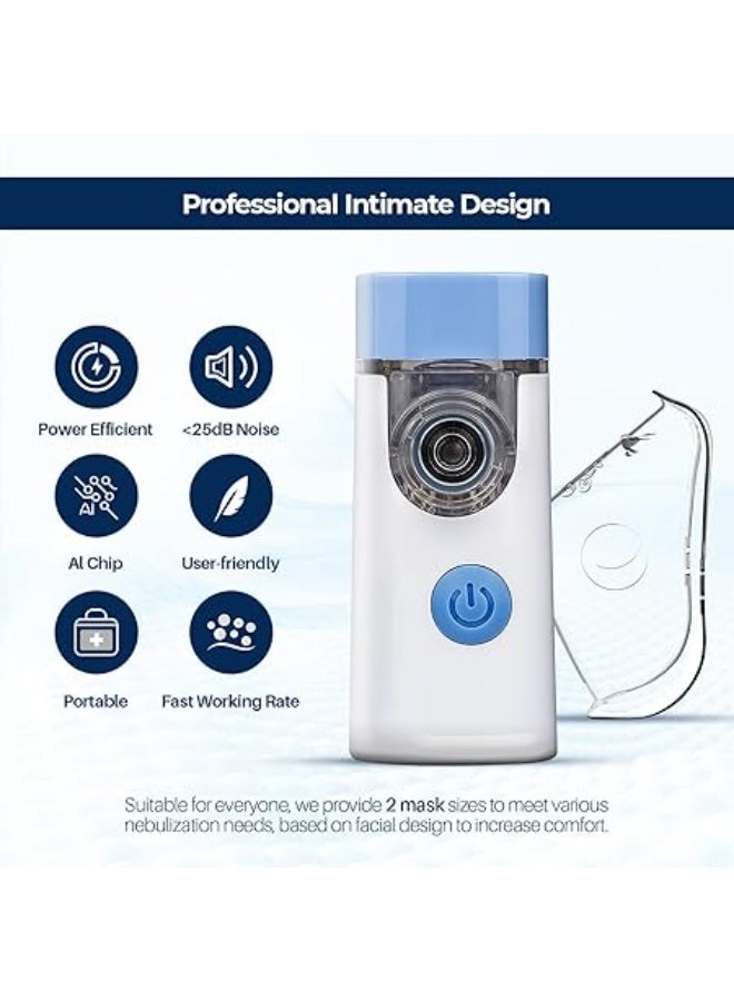 جهاز استنشاق (نيبولايزر) محمول وقابل لإعادة الشحن - معتمد بالكامل وهادئ | للأطفال والكبار | منفذ USB وتصميم مدمج | مثالي للمنزل والسفر - Image 3