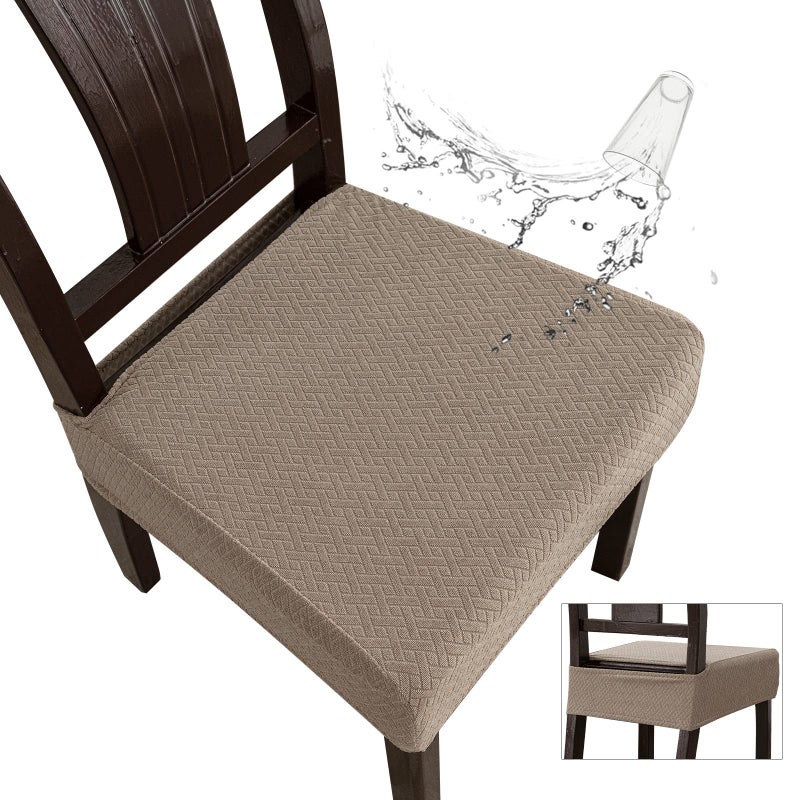 Genina Waterproof Seat Covers for Dining Room Chair Covers Waterproof Dining Chair Covers 4 PCSReargapped Taupe