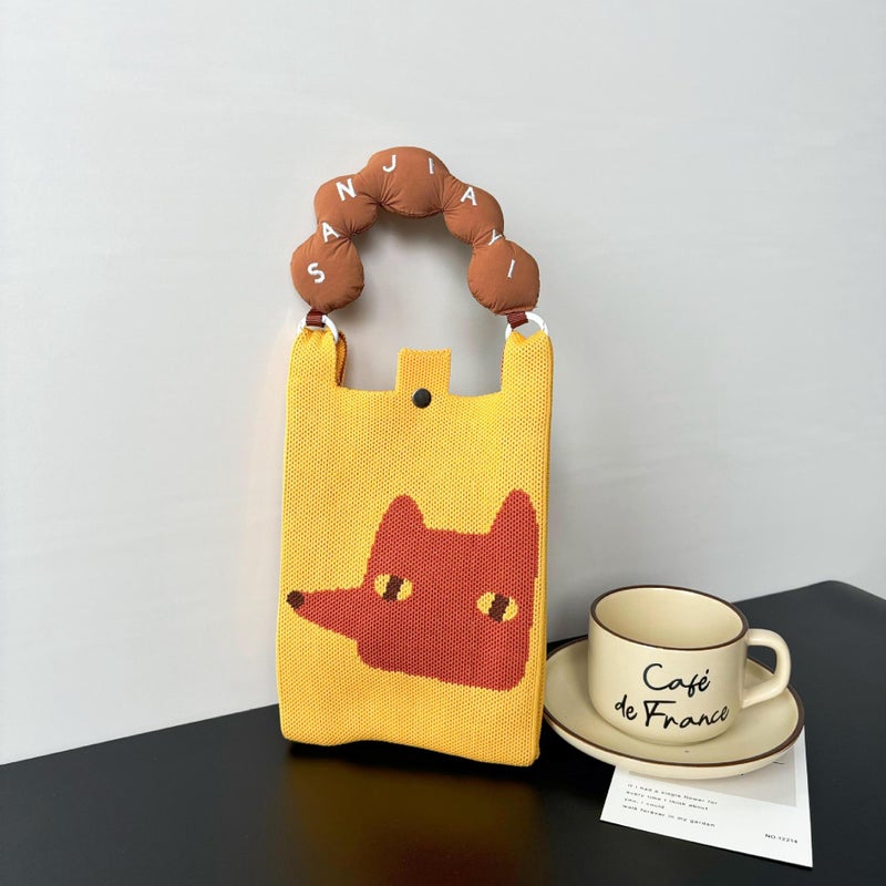 Advanced Sense Ins New Mobile Phone Bag Cute Cartoon Knitted Bag Niche Design Trendy Shoulder Crossbody Shoulder Bag - Image 1