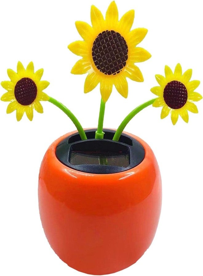 Kryoflare Solar Dancing Flower Car Decoration, Apple Blossom Sunflower with Honey Bee, Swinging Windowsill Ornament - Image 1