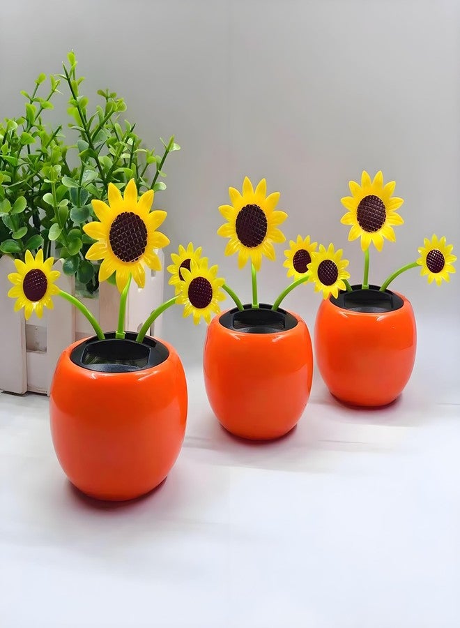 Kryoflare Solar Dancing Flower Car Decoration, Apple Blossom Sunflower with Honey Bee, Swinging Windowsill Ornament - Image 2