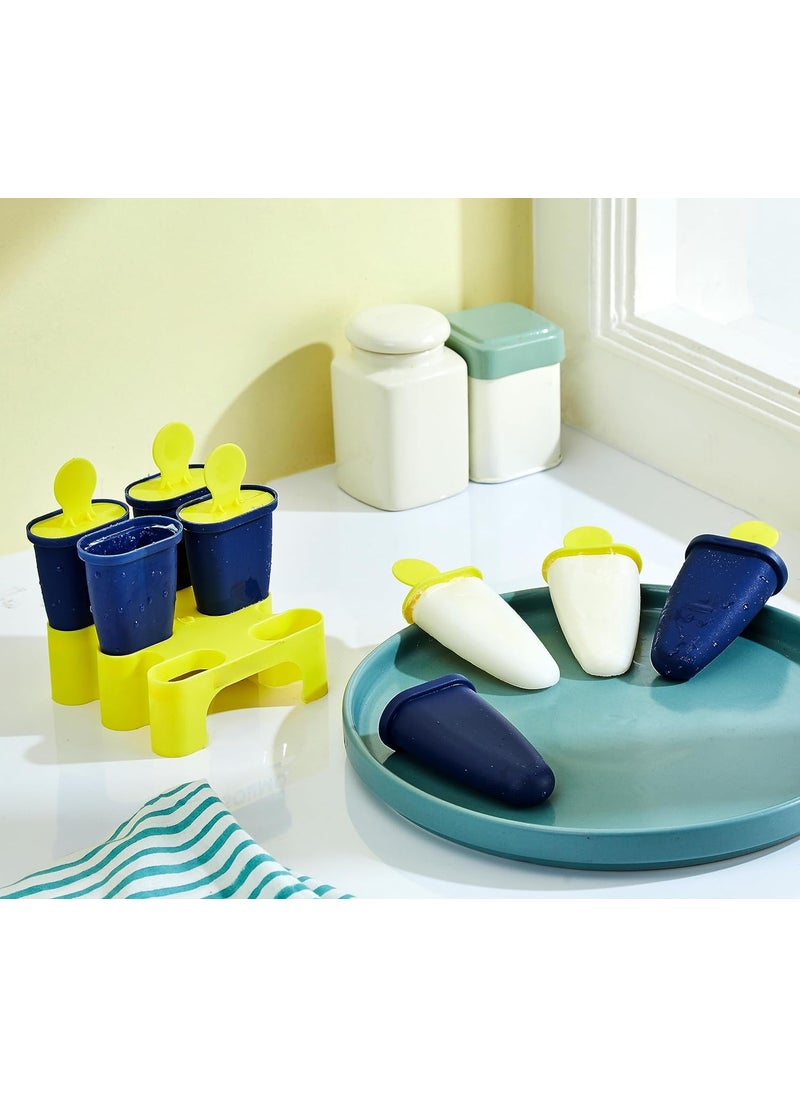 Rubicon Enterprise Ice Candy Maker 6 pcs Set Kulfi Maker Ice Candy Mould Clear Popsicle Mold Homemade Ice Pop Maker Reusable Easy Candy Chocobar Kulfi Mould Tray with SticksMulti Colour