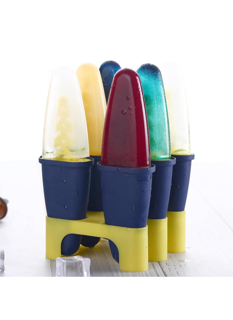 Rubicon Enterprise Ice Candy Maker 6 pcs Set Kulfi Maker Ice Candy Mould Clear Popsicle Mold Homemade Ice Pop Maker Reusable Easy Candy Chocobar Kulfi Mould Tray with SticksMulti Colour