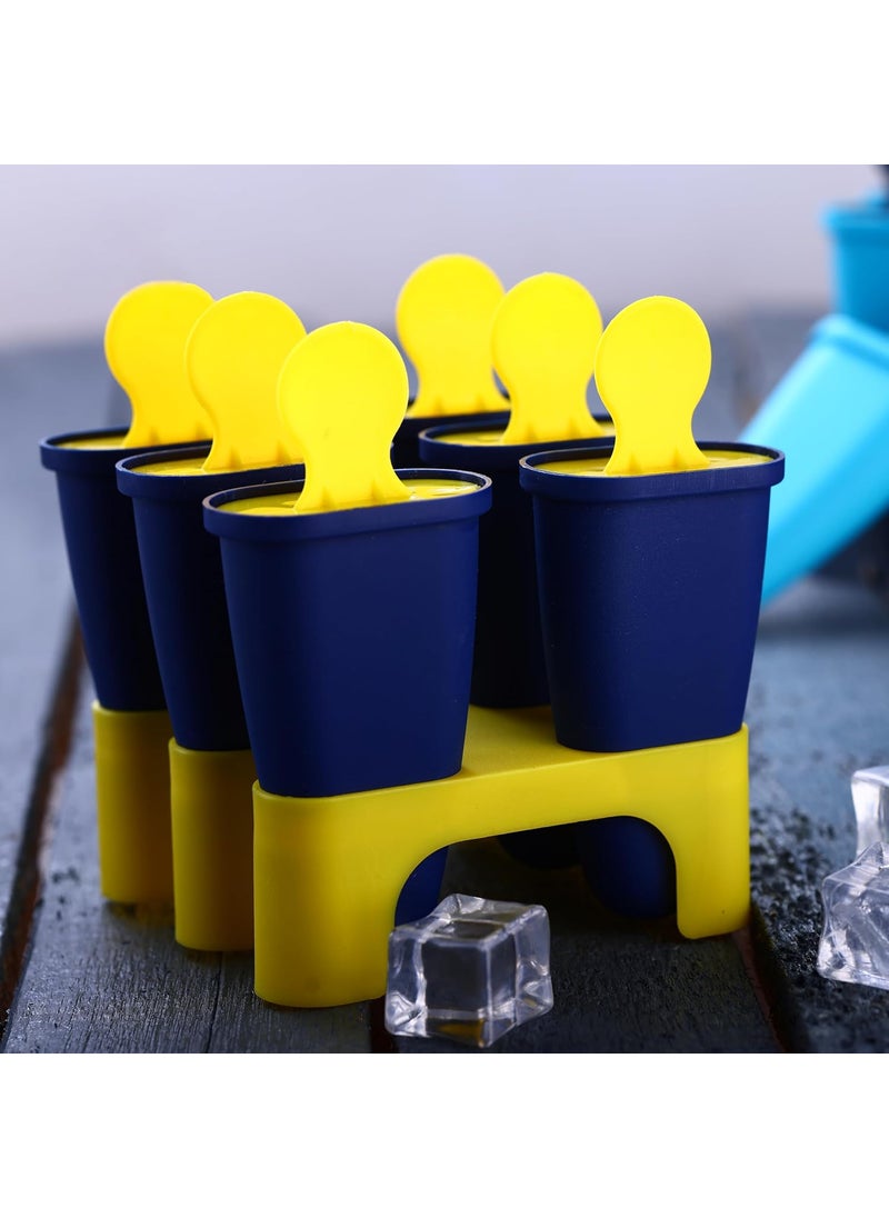 Rubicon Enterprise Ice Candy Maker 6 pcs Set Kulfi Maker Ice Candy Mould Clear Popsicle Mold Homemade Ice Pop Maker Reusable Easy Candy Chocobar Kulfi Mould Tray with SticksMulti Colour