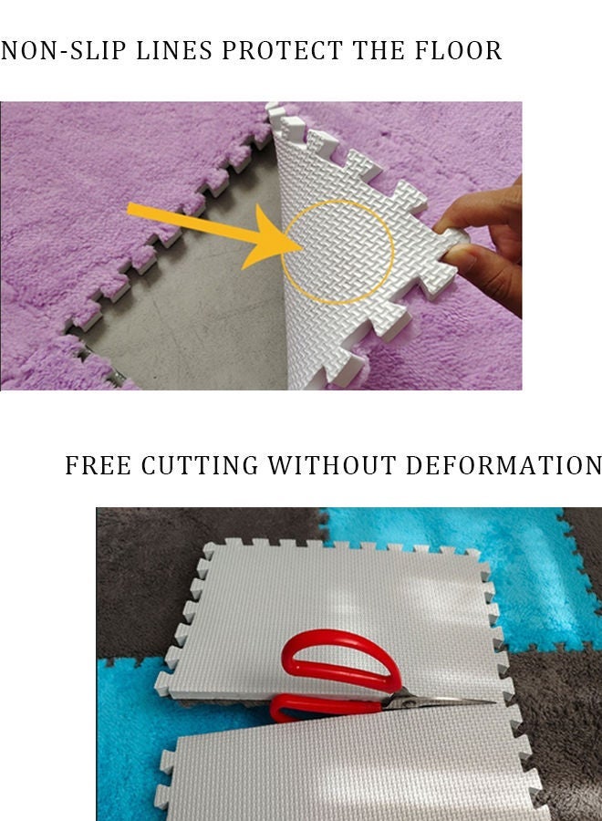 Gray Plush Puzzle Foam Floor Mat for Kids- Thick Interlocking Fluffy Tiles with Border Square Rug Split Joint Soft Climbing Carpet Mats Area Rug for Room Floor - Image 5
