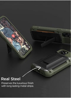 VRS Design Damda Glide Hybrid Wallet Case Cover for iPhone 11 PRO Semi Automatic Slider Credit Card Holder Slot (3-4 Cards) & Kickstand - Green  - Image 4