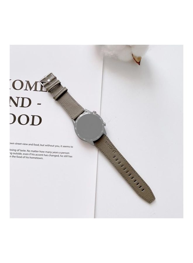 NIBEMINENT Litchi Texture Leather Replacement Wrist Strap For Huawei Watch GT2 Pro Grey - Image 1