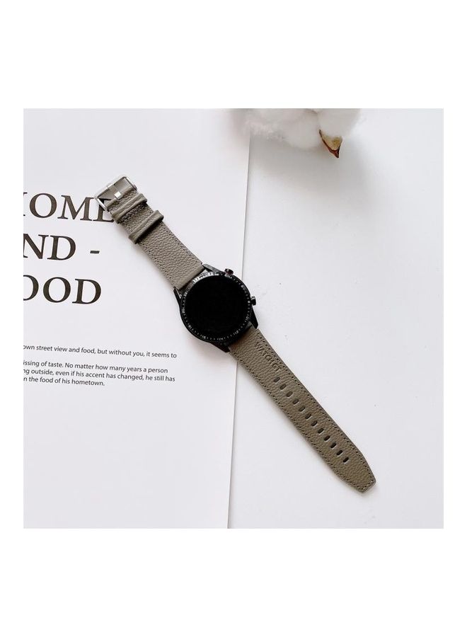 NIBEMINENT Litchi Texture Leather Replacement Wrist Strap For Huawei Watch GT2 Pro Grey - Image 2