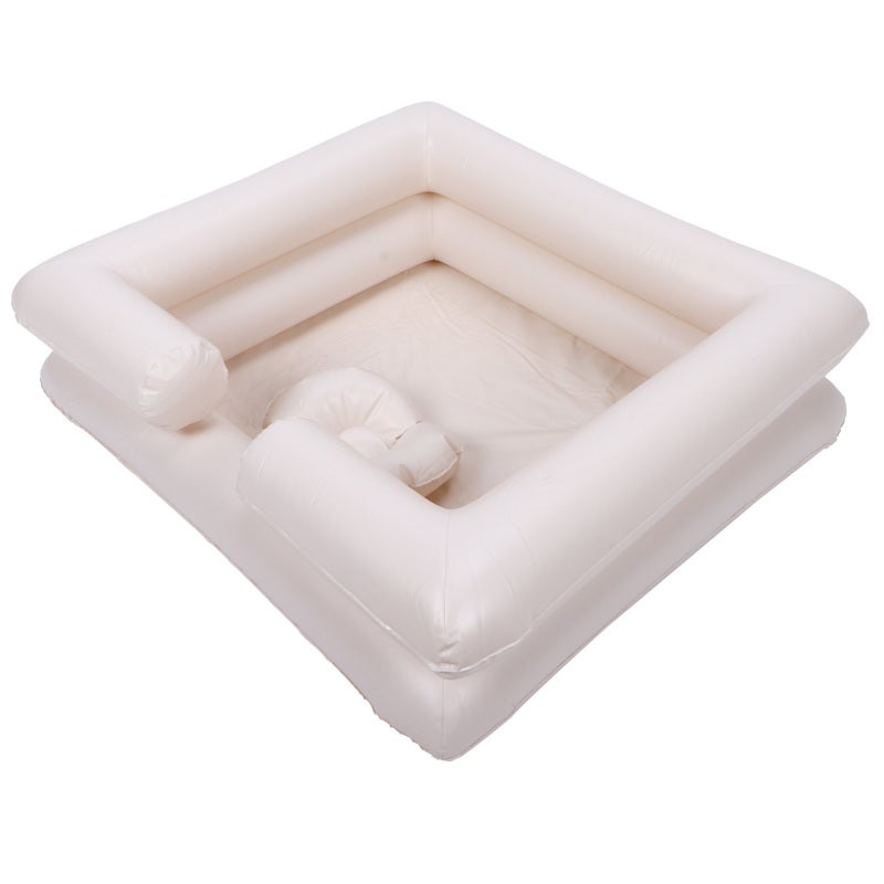Inflatable Shampoo Basin: 1 Portable Hair Washing Basin - Durable Safety Inflation Valve PVC Shampoo Tray With Comfort Neck Support for Bedridden Patients, Elderly Home Care, Postpartum & Home Nursing - Image 2