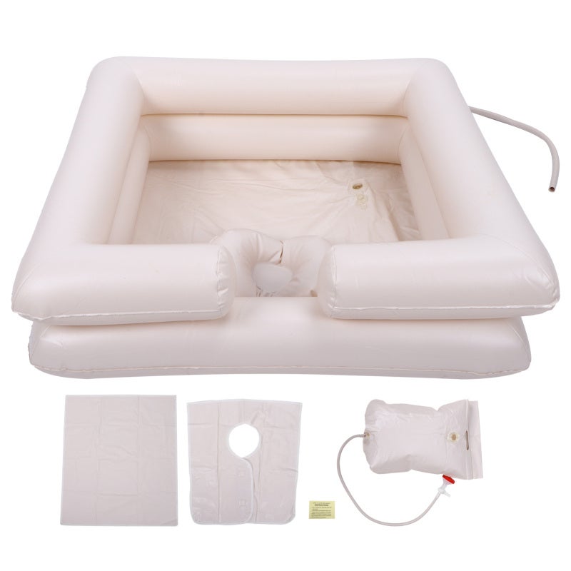 Inflatable Shampoo Basin: 1 Portable Hair Washing Basin - Durable Safety Inflation Valve PVC Shampoo Tray With Comfort Neck Support for Bedridden Patients, Elderly Home Care, Postpartum & Home Nursing - Image 1