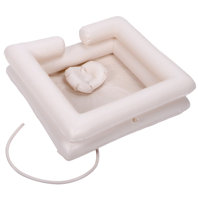 Inflatable Shampoo Basin: 1 Portable Hair Washing Basin - Durable Safety Inflation Valve PVC Shampoo Tray With Comfort Neck Support for Bedridden Patients, Elderly Home Care, Postpartum & Home Nursing - Image 3
